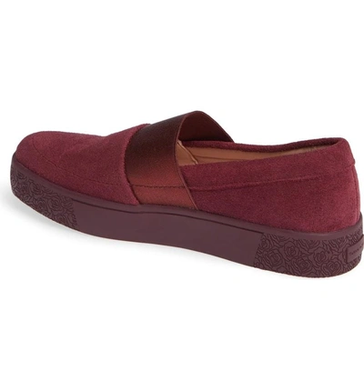 Shop Taryn Rose Greta Slip-on Sneaker In Burgundy Suede