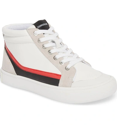 Shop Calvin Klein Jeans Est.1978 High Top Sneaker In White/ Black/ Tomato