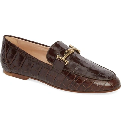 Shop Tod's Double-t Printed Loafer In Brown