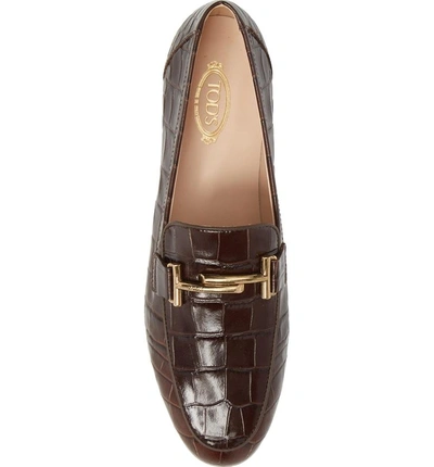 Shop Tod's Double-t Printed Loafer In Brown