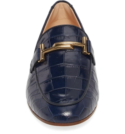 Shop Tod's Double-t Printed Loafer In Dark Navy