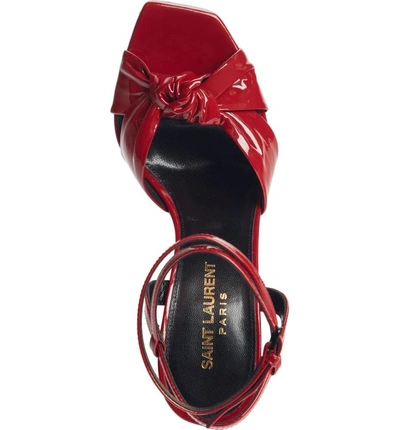 Shop Saint Laurent Amy Knot Sandal In Red