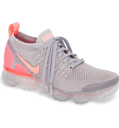 Shop Nike Air Vapormax Flyknit 2 Running Shoe In Atmosphere Grey/ Crimson