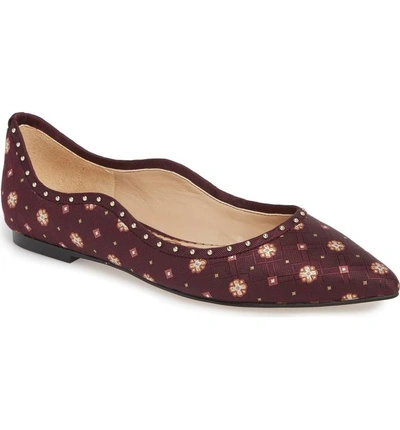 Shop Sam Edelman Rivera Flat In Wine Jacquard Fabric