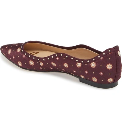 Shop Sam Edelman Rivera Flat In Wine Jacquard Fabric