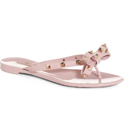 Shop Valentino Rockstud Jelly Thong In Water Rose Pink