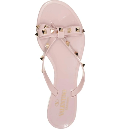 Shop Valentino Rockstud Jelly Thong In Water Rose Pink