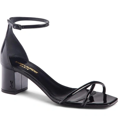 Shop Saint Laurent Loulou Ankle Strap Sandal In Black