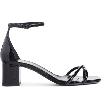 Shop Saint Laurent Loulou Ankle Strap Sandal In Black