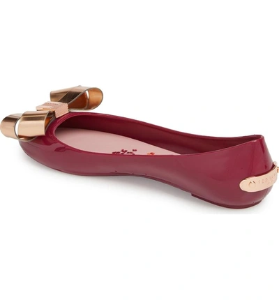 Shop Ted Baker Larmiap Bow Flat In Maroon / Serenity Fabric
