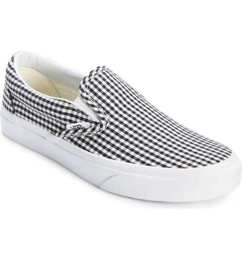 gingham slip ons