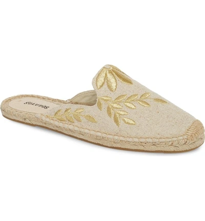 Shop Soludos Leaf Embroidered Loafer Mule In Sand/ Metallic