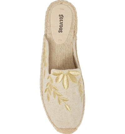 Shop Soludos Leaf Embroidered Loafer Mule In Sand/ Metallic