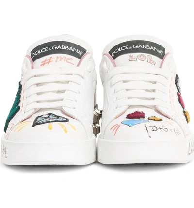 Shop Dolce & Gabbana Queen Graffiti Lace-up Sneaker In White