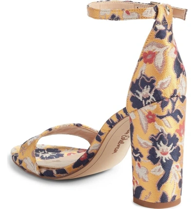 Shop Sam Edelman Yaro Ankle Strap Sandal In Yellow Multi Jacquard Fabric