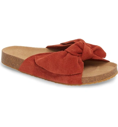 Shop Jeffrey Campbell Sunmist Knotted Slide In Rust Suede