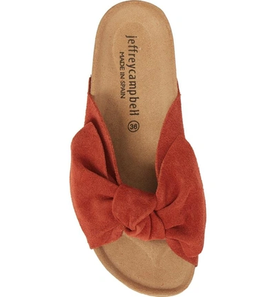 Shop Jeffrey Campbell Sunmist Knotted Slide In Rust Suede