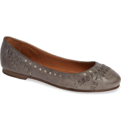 Shop Frye Carson Whipstitch Ballet Flat In Grey Leather