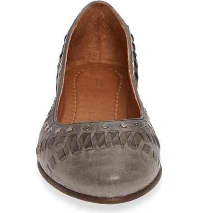 Shop Frye Carson Whipstitch Ballet Flat In Grey Leather