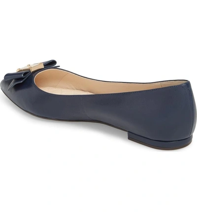 Shop Cole Haan Tali Bow Skimmer Flat In Marine Blue Leather