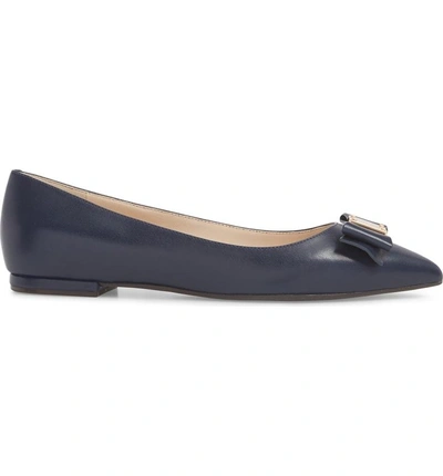 Shop Cole Haan Tali Bow Skimmer Flat In Marine Blue Leather