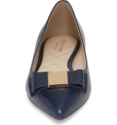 Shop Cole Haan Tali Bow Skimmer Flat In Marine Blue Leather