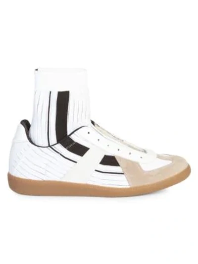 Shop Maison Margiela Replica Sock High-top Leather Sneakers In Black White