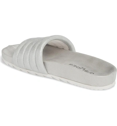 Shop Jslides Eppie Slide Sandal In Silver Metallic Leather