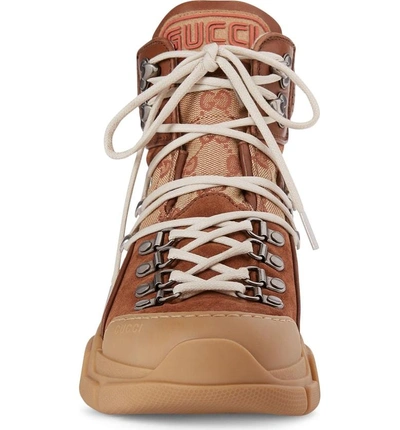 Shop Gucci Lace-up Boot In Brown