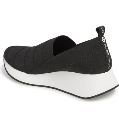 Shop Donald Pliner Piper Platform Slip-on Sneaker In Black Stretch Fabric
