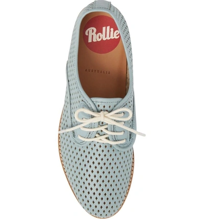 Shop Rollie Punch Perforated Derby In Chalk Blue Leather