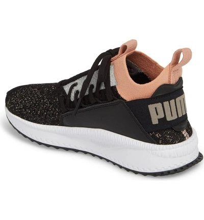 Shop Puma Tsugi Jun Knit Sneaker In  Black/ Peach Beige/ White