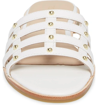 Shop Yosi Samra Cara Slide Sandal In White/ Gold Studs