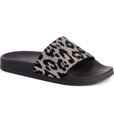 Shop Balmain Calypso Leopard Print Slide Sandal In Silver/ Black