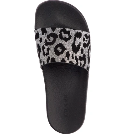 Shop Balmain Calypso Leopard Print Slide Sandal In Silver/ Black