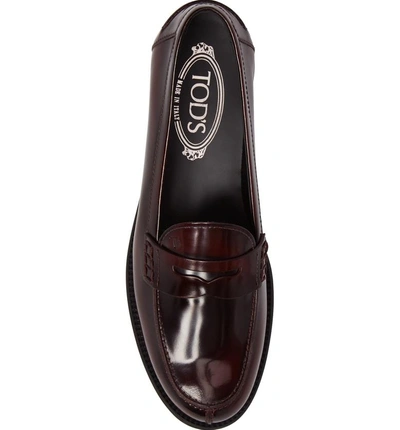 Shop Tod's Penny Loafer In Burgundy