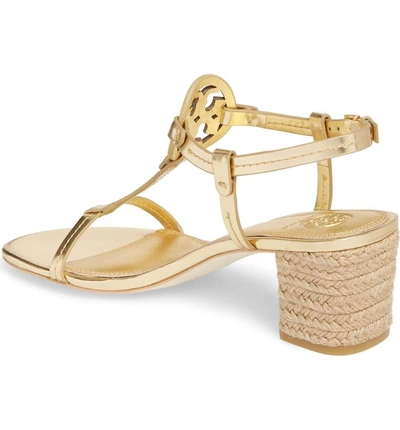 Shop Tory Burch Miller Logo T-strap Sandal In Gold