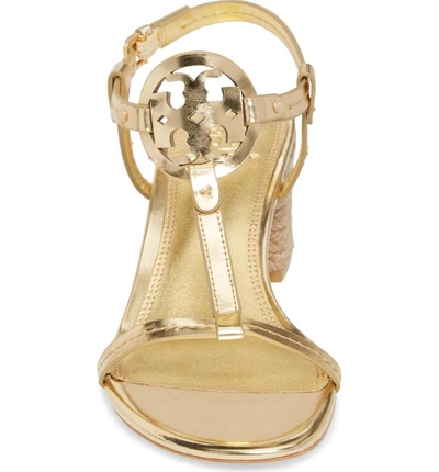 Shop Tory Burch Miller Logo T-strap Sandal In Gold