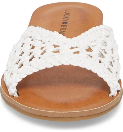 Shop Lucky Brand Adolela Slide Sandal In White Leather