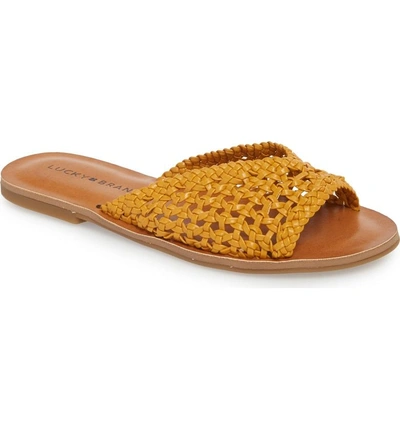 Shop Lucky Brand Adola Slide Sandal In Saffron Leather