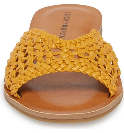 Shop Lucky Brand Adola Slide Sandal In Saffron Leather