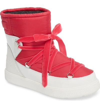 Shop Moncler Stephanie Snow Boot In Pink/ White