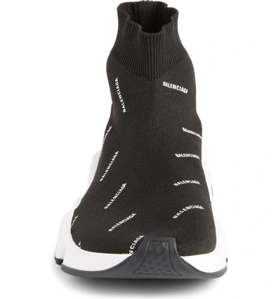 Shop Balenciaga Speed Logo Sock Sneaker In Black/ White