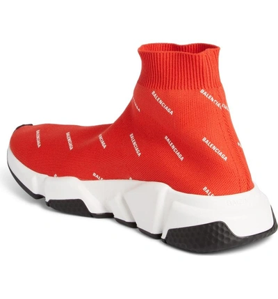 Shop Balenciaga Speed Logo Sock Sneaker In Red/ White