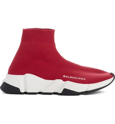 Shop Balenciaga Speed Mid Sneaker In Framboise Red