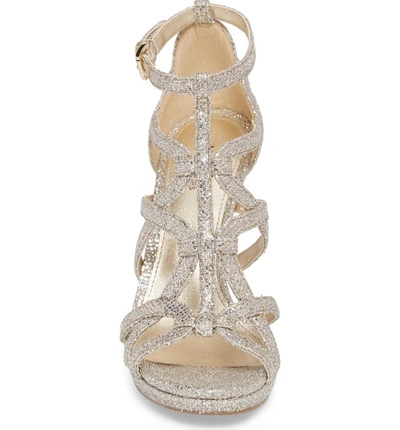 Shop Michael Michael Kors Sandra Platform Sandal In Champagne Glitter Fabric