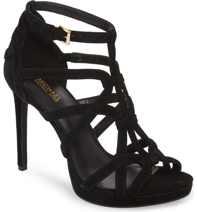 Shop Michael Michael Kors Sandra Platform Sandal In Black Suede