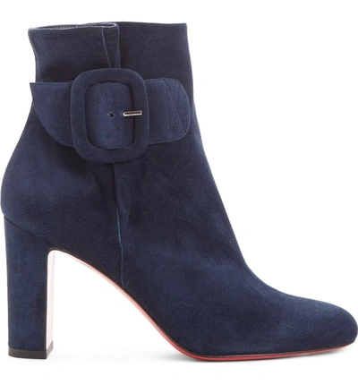 Shop Christian Louboutin Tres Olivia Buckle Bootie In Marine Suede
