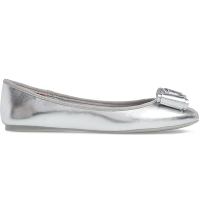 Shop Ted Baker Immep Bow Flat In Silver