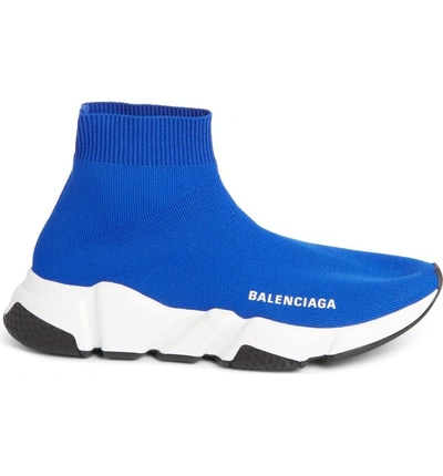 Shop Balenciaga Speed Knit Sneaker In Blue Sapphire